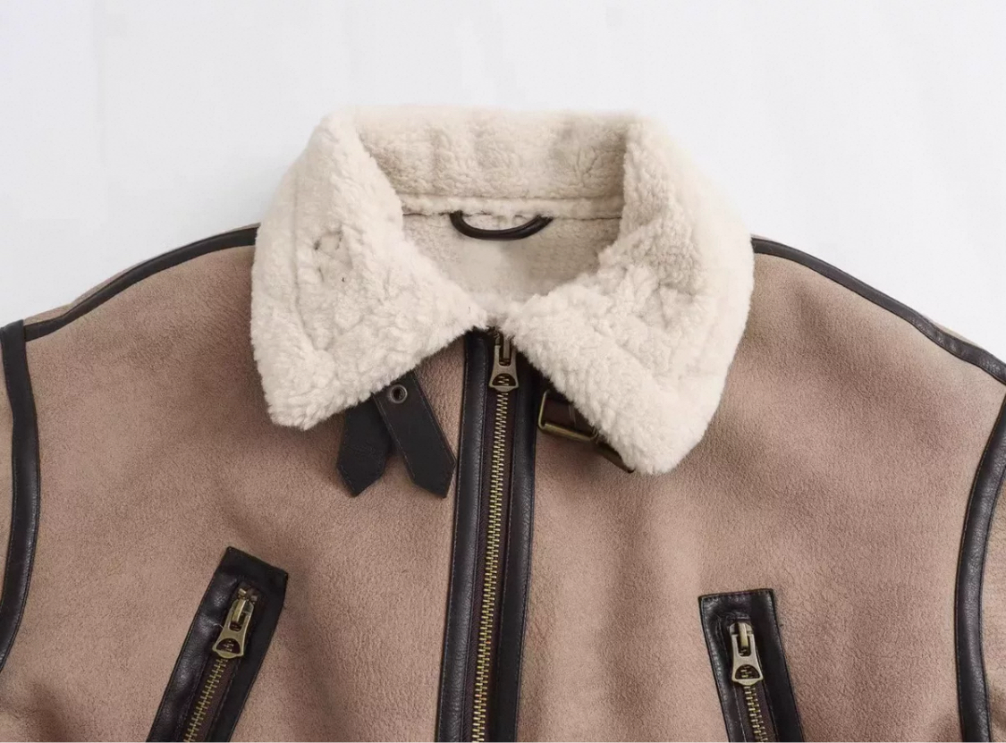 Trend fleece Lederjacke