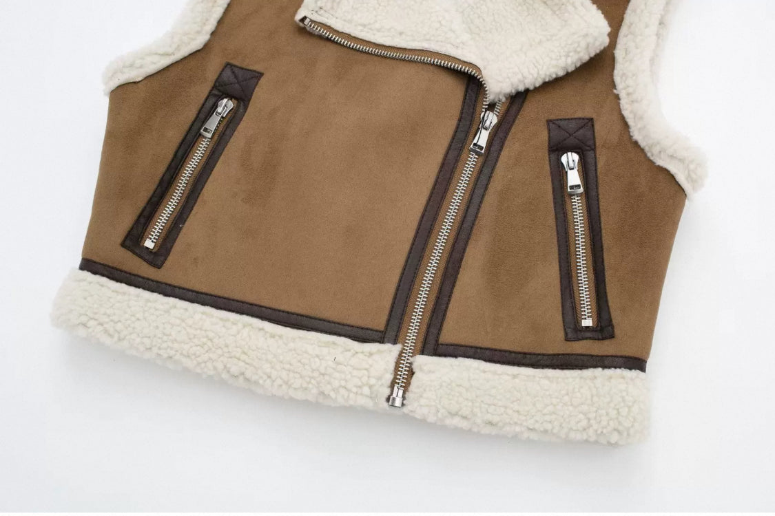Trendy Lederweste mit fleece Innenseite