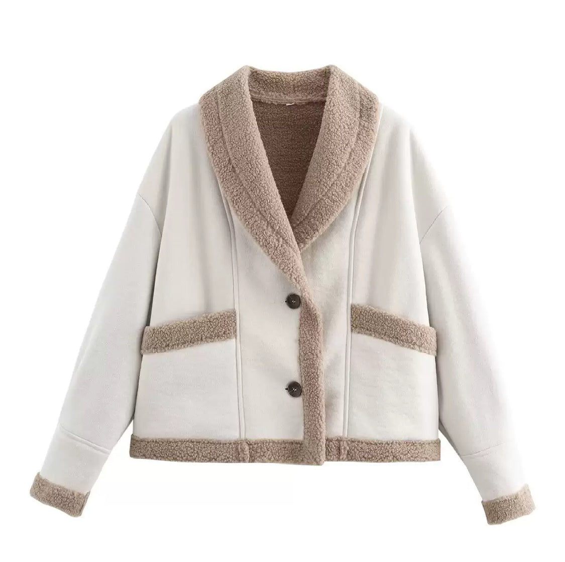 Trendy Lederjacke mit Flauschkragen