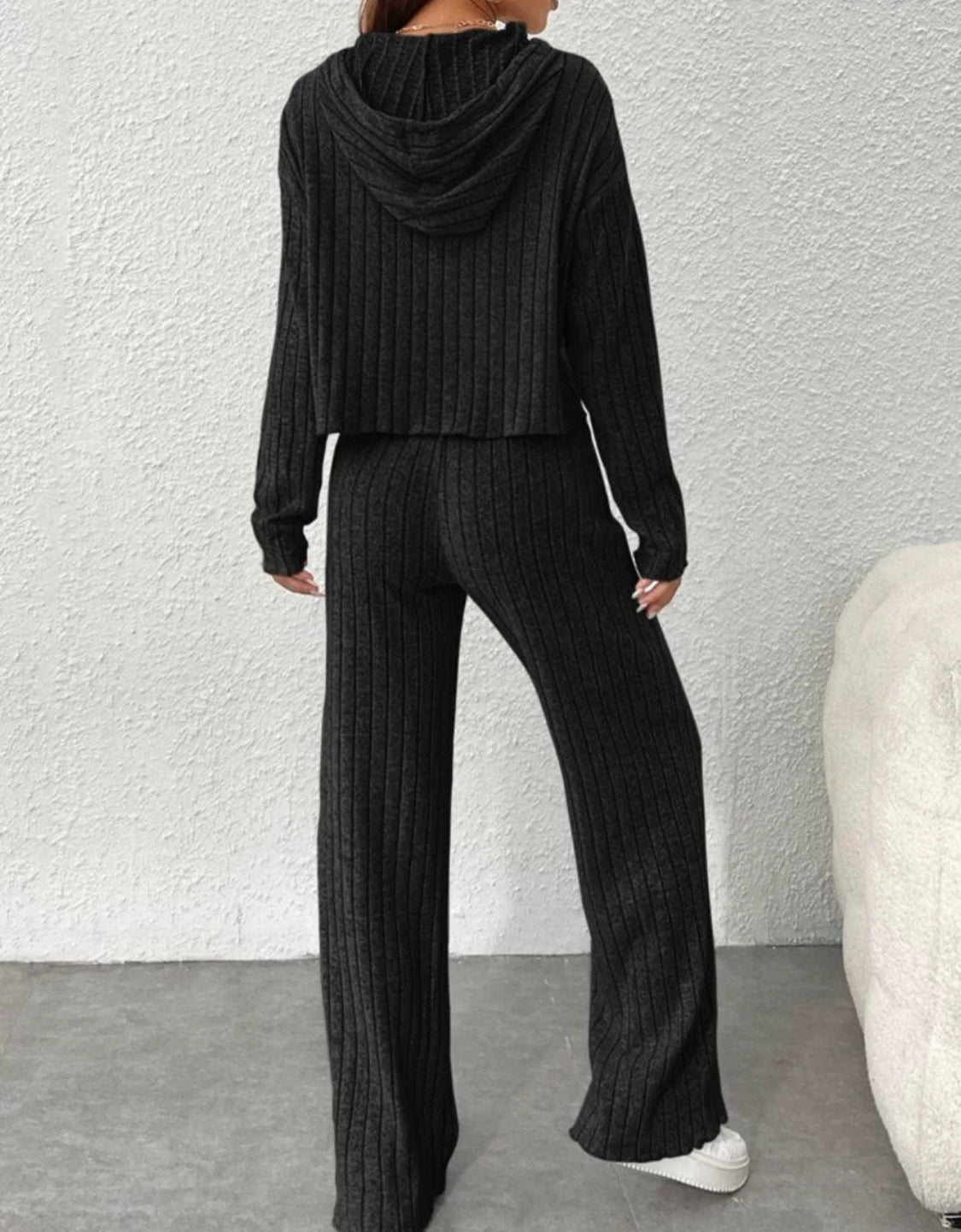 Einfarbiger Strick Zweiteiler