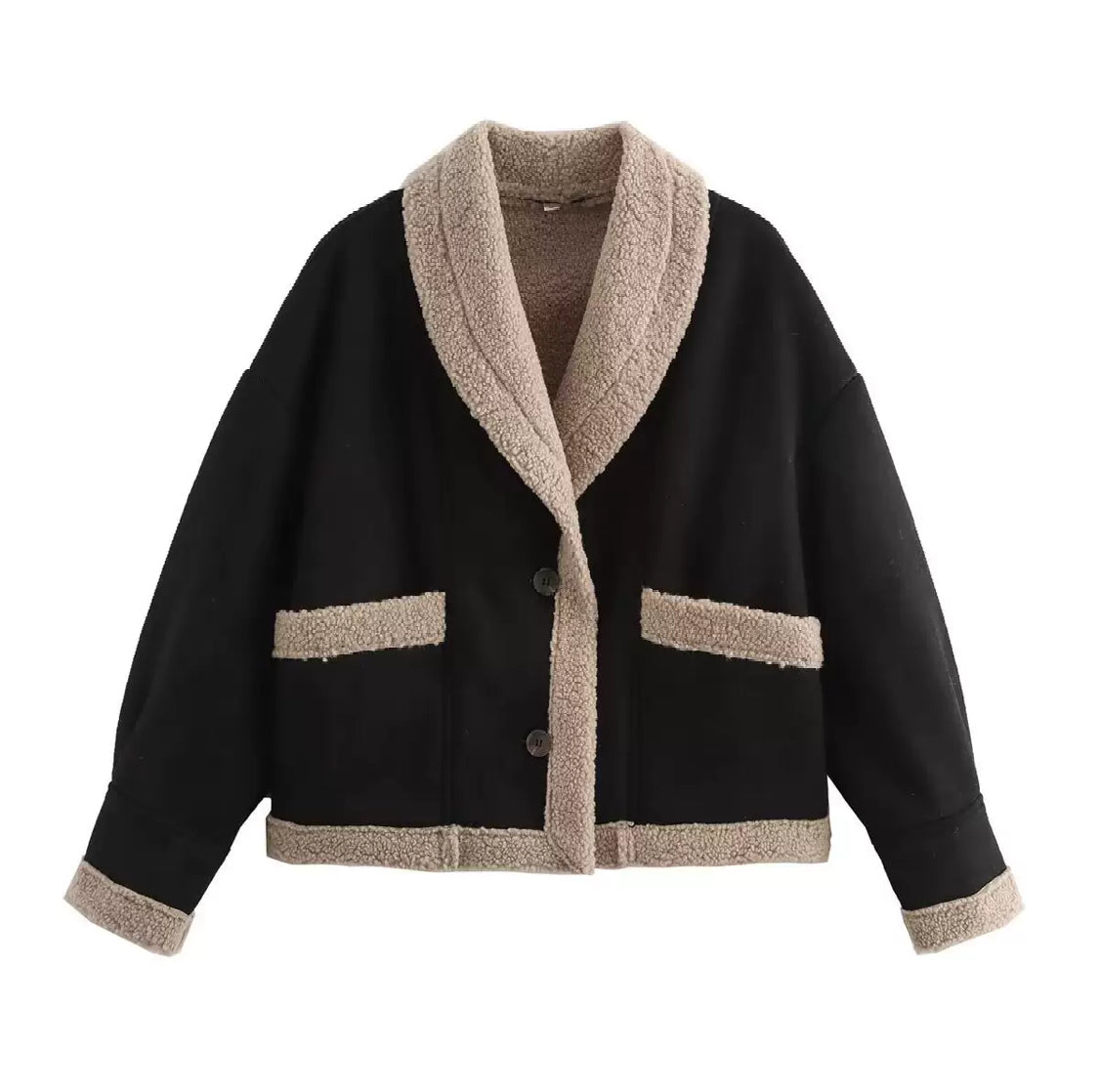 Trendy Lederjacke mit Flauschkragen