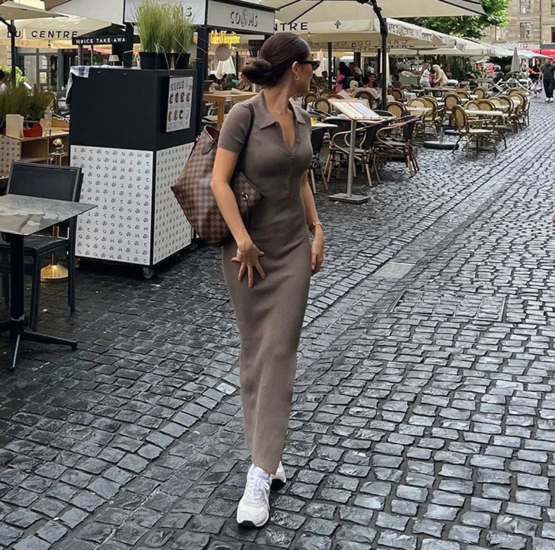 Virales langes Strickkleid