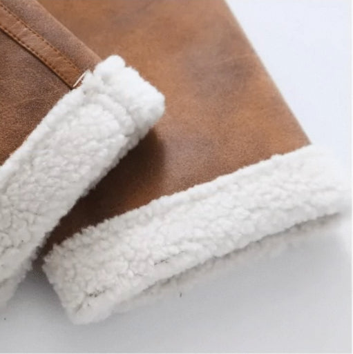 Trendy Cropped Lederjacke mit Flausch