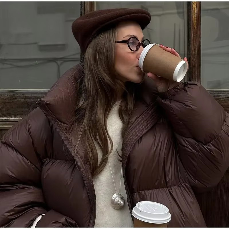 Braune Puffer Jacke