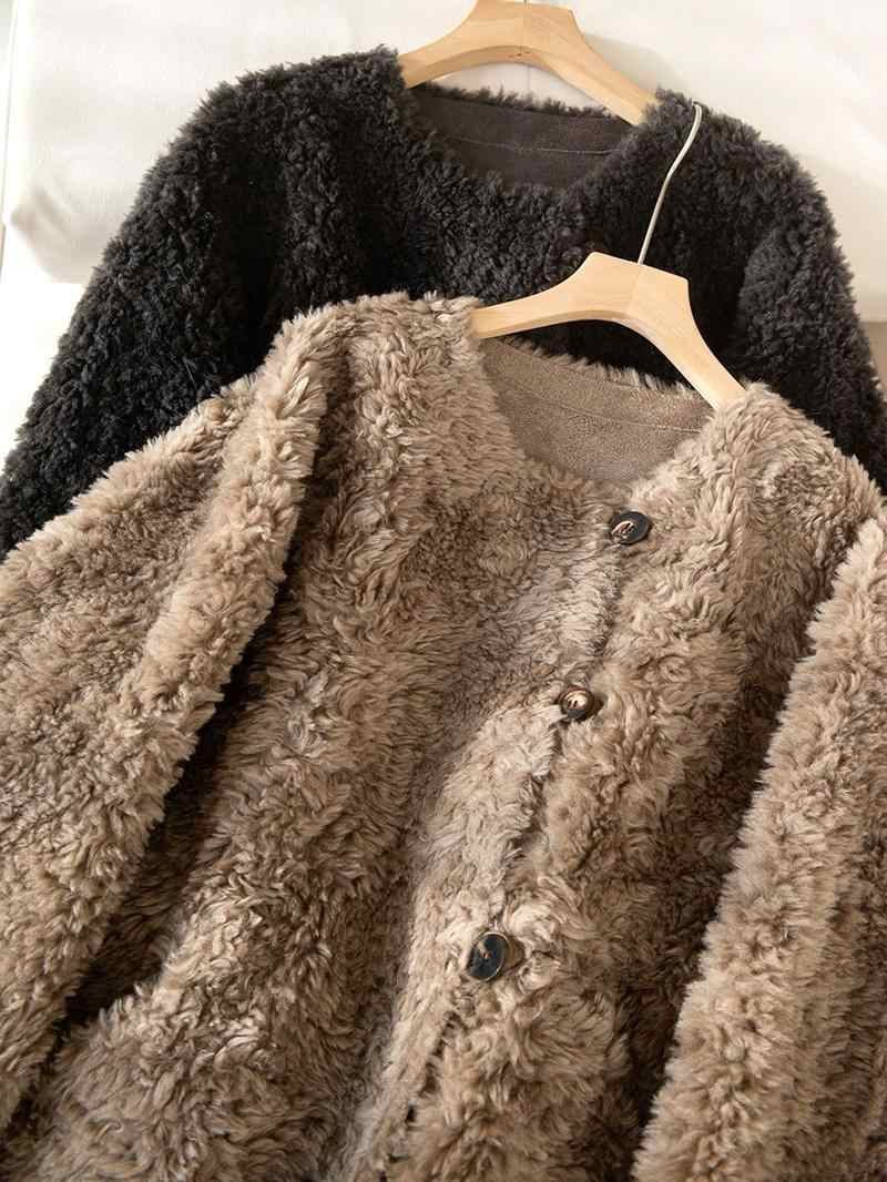 Kurzmantel mit Teddystoff