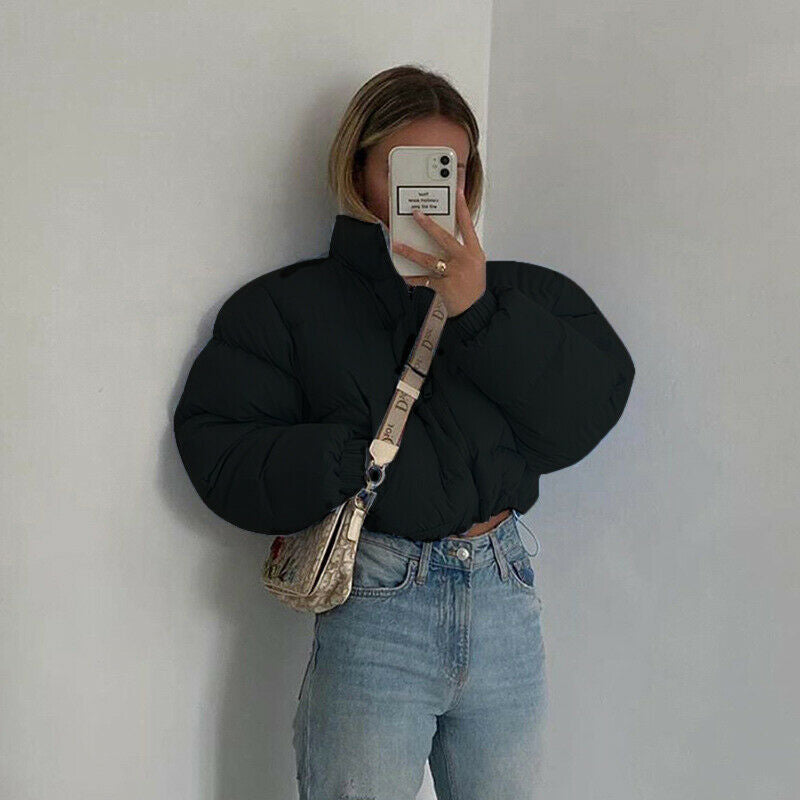 Trendy Cropped Pufferjacke