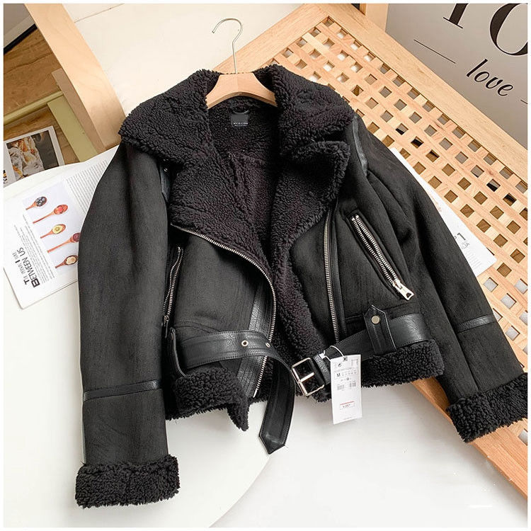 Lederjacke mit Flauschkragen