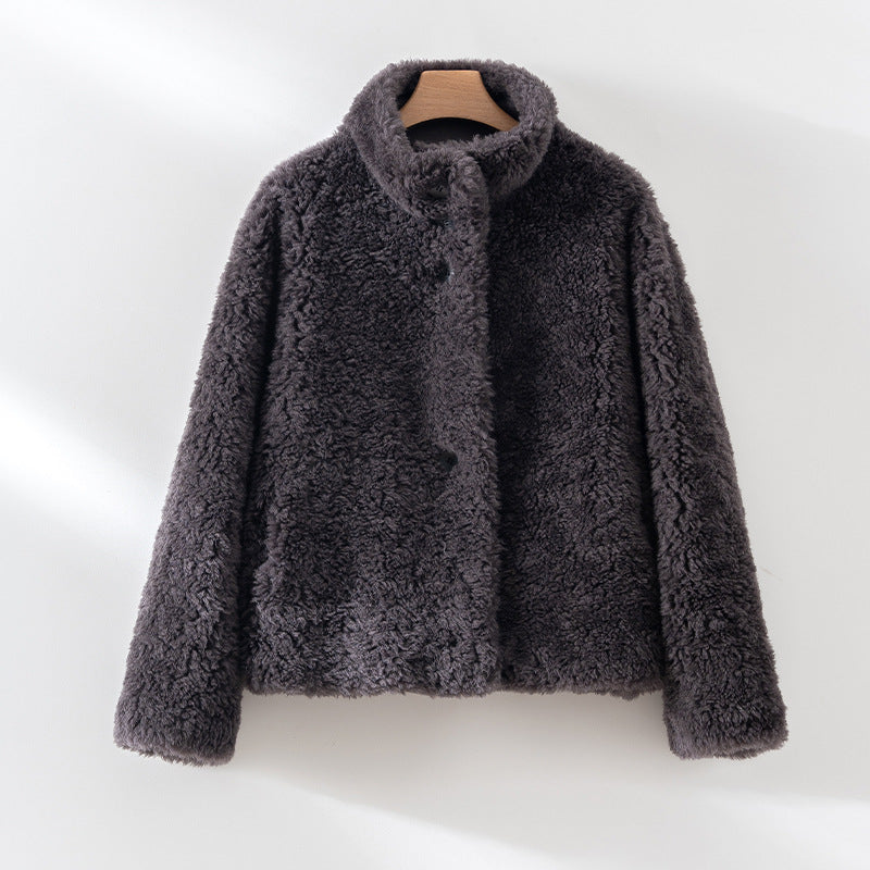 Teddy Jacke mit Knöpfen