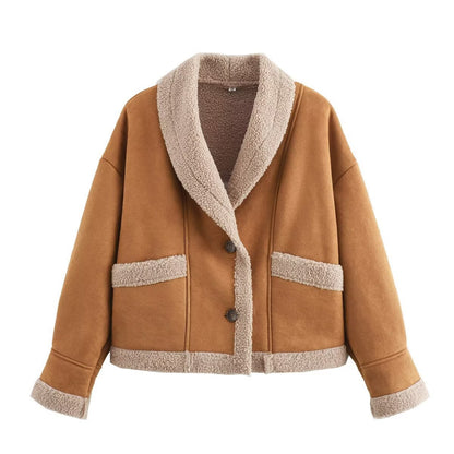 Trendy Lederjacke mit Flauschkragen