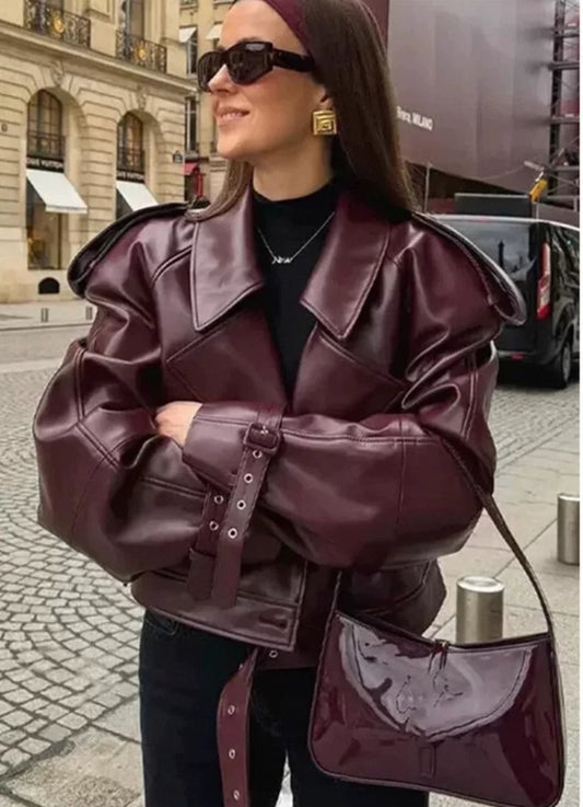 Trendy French Lederjacke