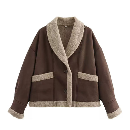 Trendy Lederjacke mit Flauschkragen