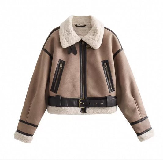 Trend fleece Lederjacke