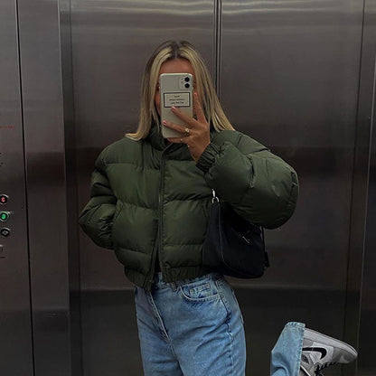 Trendy Cropped Pufferjacke
