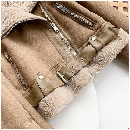 Lederjacke mit Flauschkragen
