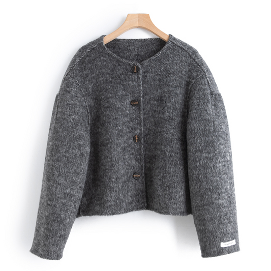 Grauer Strickcardigan