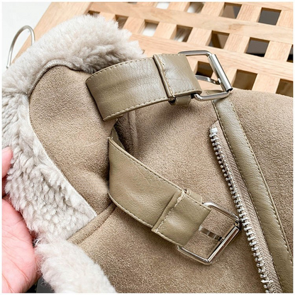 Lederjacke mit Flauschkragen