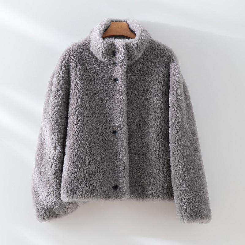 Teddy Jacke mit Knöpfen