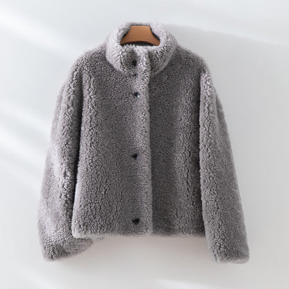 Teddy Jacke mit Knöpfen