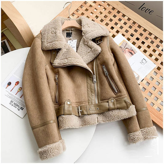 Lederjacke mit Flauschkragen