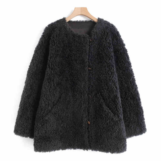 Kurzmantel mit Teddystoff