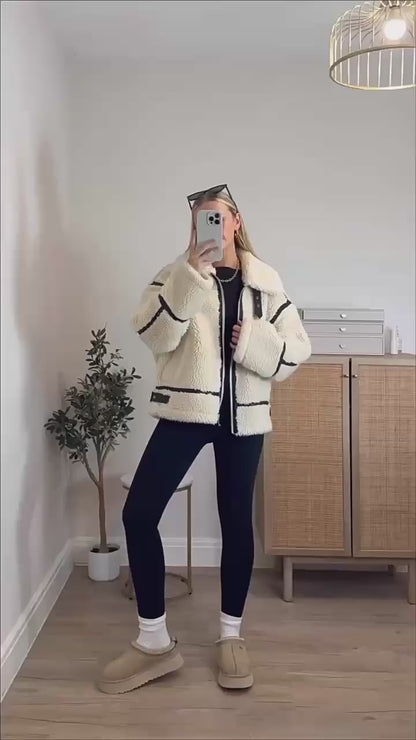 Trendy Teddy Lederjacke